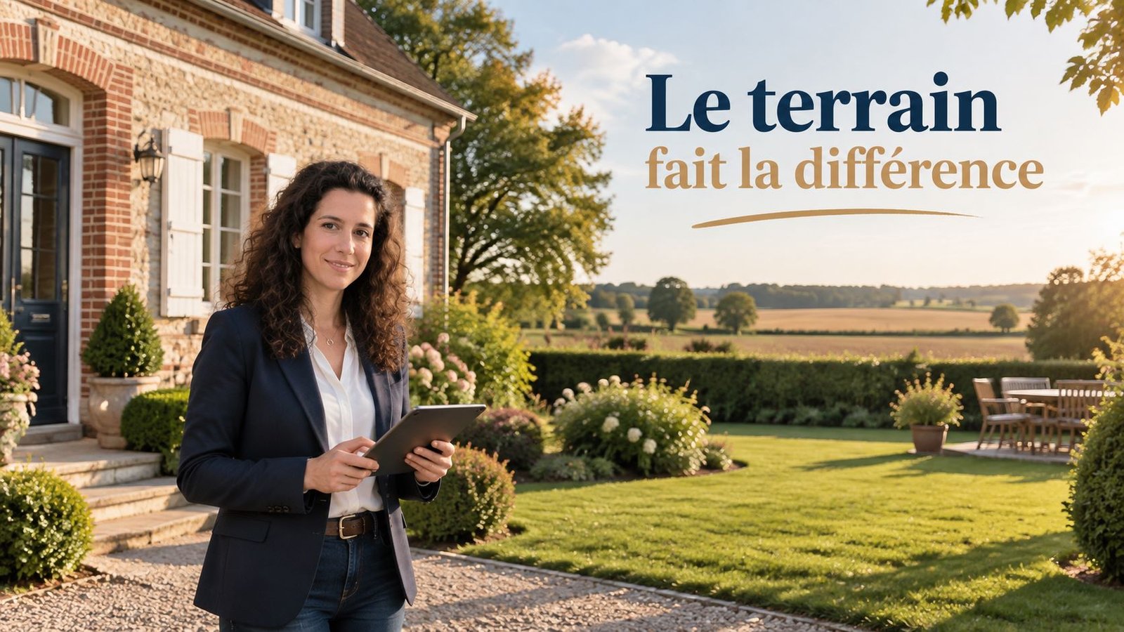 Maison de Creuse préparée pour les visites : cour dégagée, terrain et vue sur les champs